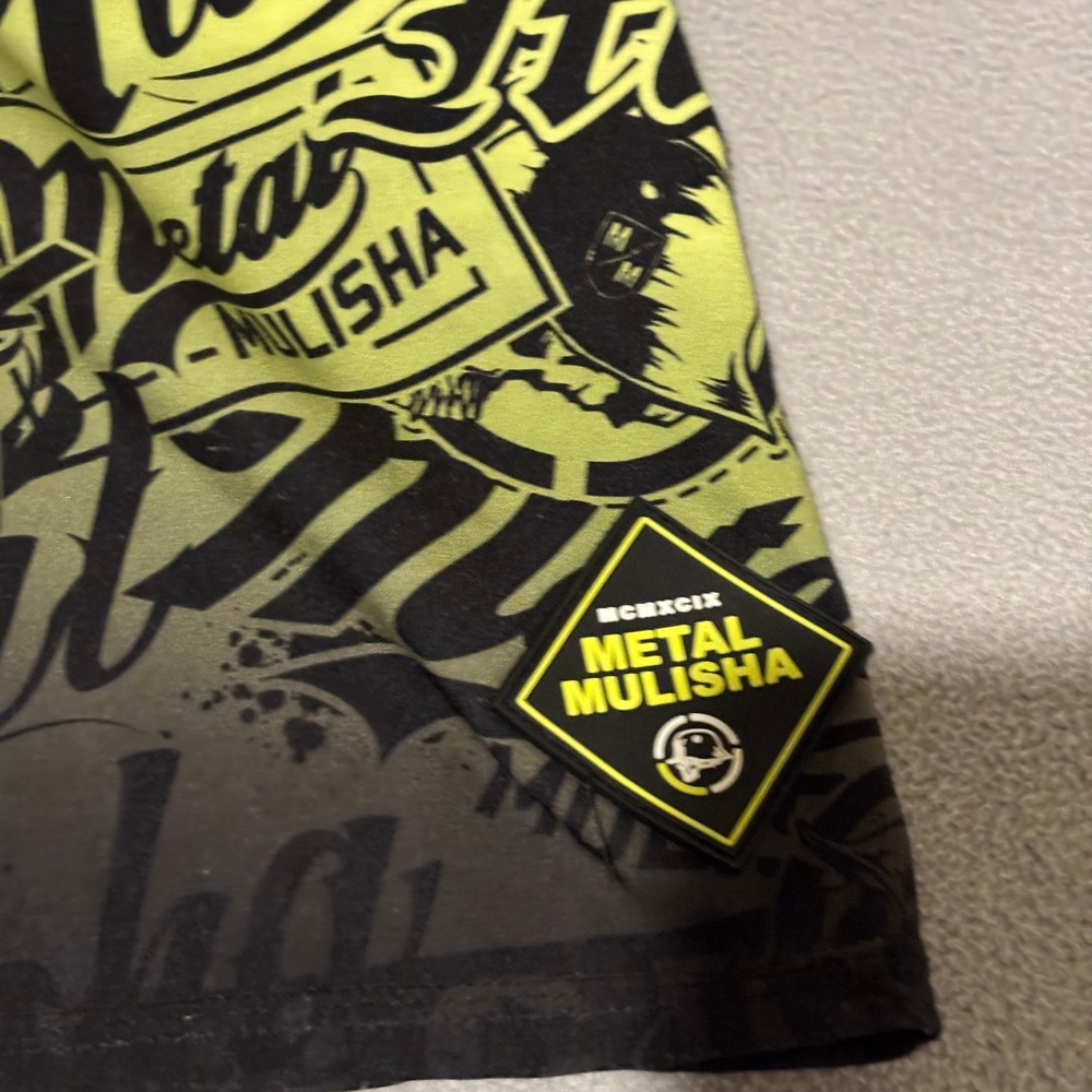 Metal Mulisha Mens Board Shorts Size 38 Lime Green Black Graphic Fade Motocross - Picture 4 of 9